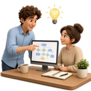 IT poradenstvo – kreslená ilustrácia